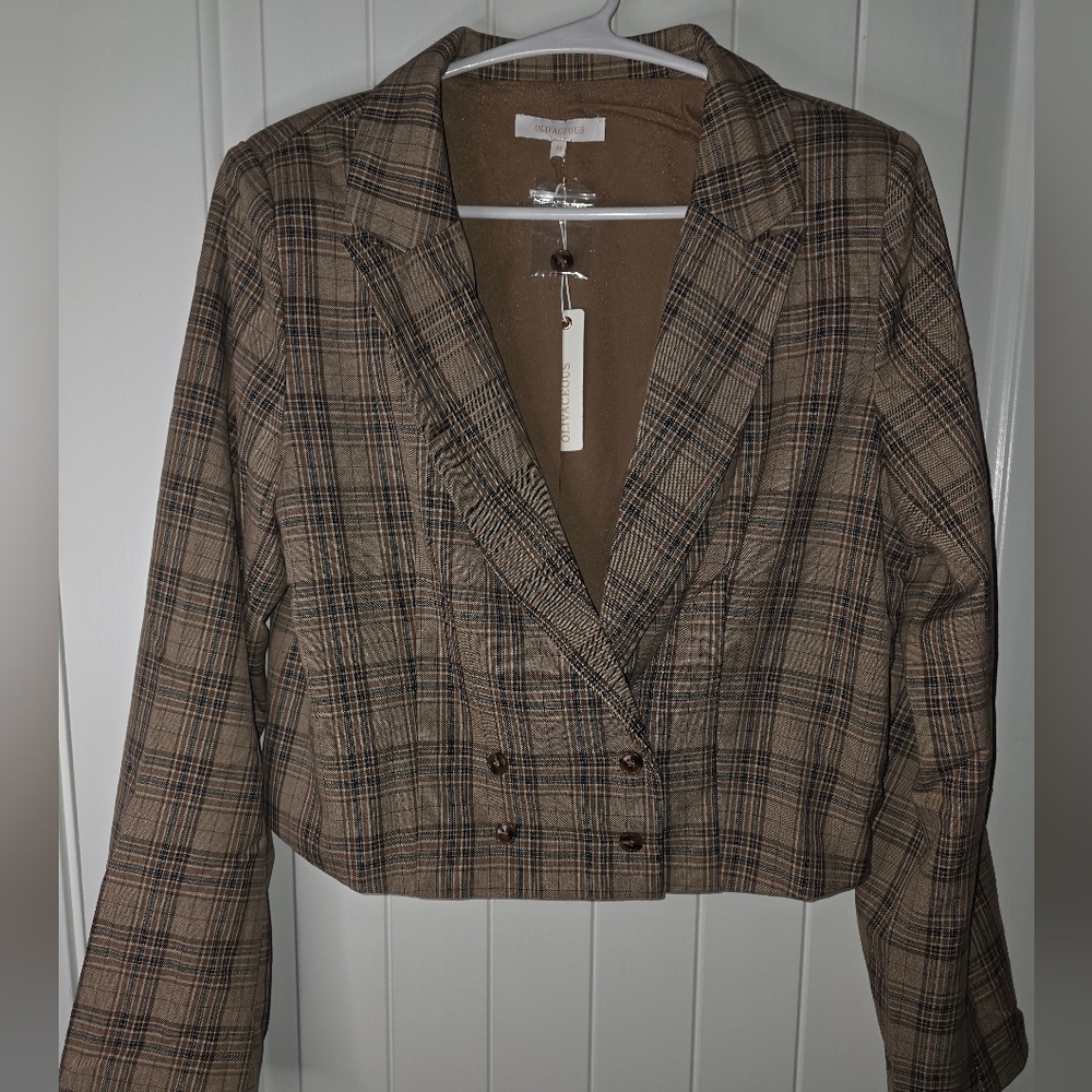 Oliviaceous Waist Length Plaid Jacket Medium NWT